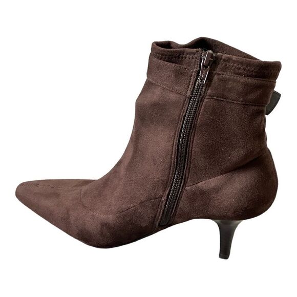 BCBGirls PL Shelly Faux Suede Booties in the Size 8.5M in Chocolate Brown Color - Picture 6 of 11